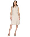 【送料無料】 カルバンクライン レディース ワンピース トップス Women's Faux-Wrap Coat Dress Stoney Beige