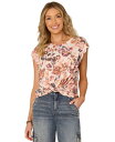 【送料無料】 デモクラシー レディース シャツ トップス Petite Printed Cap-Sleeve Knot-Hem Top Pearl Dust