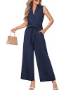 【送料無料】 カップシー レディース ジャンプスーツ トップス Women's Elegant V Neck Sleeveless Tie Waisted Ju...