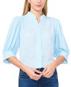 【送料無料】 セセ レディース シャツ トップス Women's Printed Open-Collar Elbow-Sleeve Top Waterfall(4)