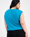 【送料無料】 バースリー レディース シャツ トップス Trendy Plus Short-Sleeve Blouson Crewneck Top Vibrant Teal(4)