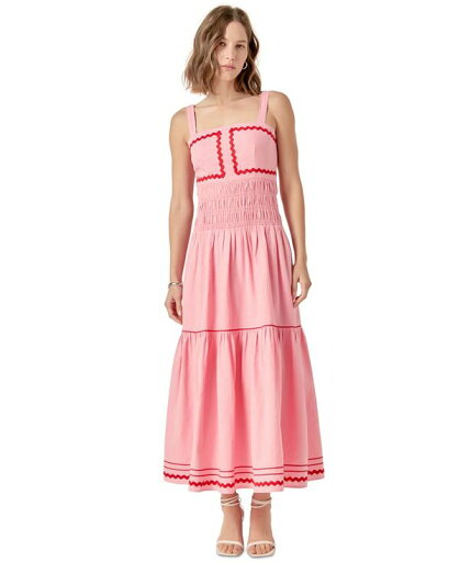 【送料無料】 イングリッシュファクトリー レディース ワンピース トップス Women's Ric Rac Square-Neck Maxi Dress Pink/red 【送料無料】 イングリッシュファクトリー レディース ワンピース トップス Women's Ric Rac Square-Neck Maxi Dress Pink/red
