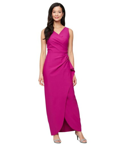 【送料無料】 アレックスイブニングス レディース ワンピース トップス Draped Embellished Compression Column Gown Magenta 【送料無料】 アレックスイブニングス レディース ワンピース トップス Draped Embellished Compression Column Gown Magenta
