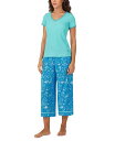 【送料無料】 クドルドッズ レディース ナイトウェア アンダーウェア Women's Printed Cropped Pajama Set Blue