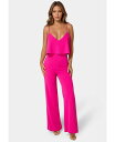 【送料無料】 ベベ レディース ジャンプスーツ トップス Women's Ruffle Wide Leg Jumpsuit Fuchsia