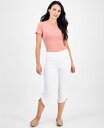 【送料無料】 ジェイエムコレクション レディース カジュアルパンツ ボトムス Petite Split-Hem Pull-On Capri Pants Whisper White