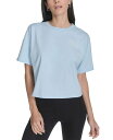 【送料無料】 カルバンクライン レディース Tシャツ トップス Women's Cotton Triple-Logo T-Shirt Cool Blue / White(4)