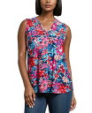 【送料無料】 ジョーンズニューヨーク レディース シャツ トップス Women's Garden Print Sleeveless V-Neck Top Pacific Navy Multi(4)