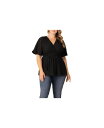 【送料無料】 キヨナ レディース シャツ トップス Plus Size Sunny Day Eyelet Top Black noir