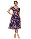 【送料無料】 エスケープ レディース ワンピース トップス Petite Off-The-Shoulder Embroidered Midi Dress Nav...