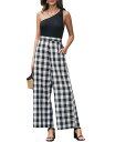 【送料無料】 カップシー レディース ジャンプスーツ トップス Women's Rustic Grid Plaid Jumpsuit Black