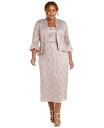 【送料無料】 アールアンドエムリチャーズ レディース ワンピース トップス Plus Size Lace Dress & Ruffled Jacket Blush