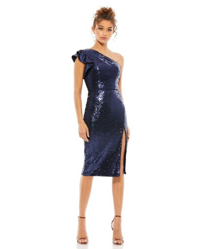 【送料無料】 マックダガル レディース ワンピース トップス Women's Sequined Flutter One Shoulder Fitted Midi Dress Midnight 【送料無料】 マックダガル レディース ワンピース トップス Women's Sequined Flutter One Shoulder Fitted Midi Dress Midnight