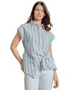 【送料無料】 ジョーンズニューヨーク レディース シャツ トップス Women's Striped Cap-Sleeve Wrap Blouse Nyc Whi...