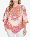 【送料無料】 ルビーアールディー レディース シャツ トップス Plus Size Floral Medallion Tunic Top Azalea Multi