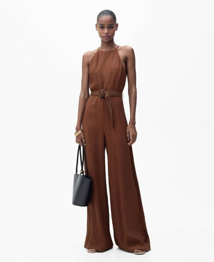 【送料無料】 マンゴ レディース ジャンプスーツ トップス Women's Belted Halter-Neck Jumpsuit Brown 【送料無料】 マンゴ レディース ジャンプスーツ トップス Women's Belted Halter-Neck Jumpsuit Brown