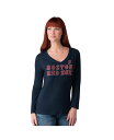 【送料無料】 ジースリー フォーハー バイ カール バンクス レディース Tシャツ トップス Women's Red Boston Red Sox Post Season Long Sleeve V-Neck T-Shirt Red