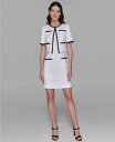 【送料無料】 カール ラガーフェルド レディース ワンピース トップス Women's Contrast-Trim Short-Sleeve Jacket Soft White Black
