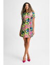 【送料無料】 イザックミズラヒ レディース ワンピース トップス Women's Sequin Floral Short Sleeve Mini Dress Yellow multi(4)