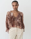 【送料無料】 マンゴ レディース シャツ トップス Women's Ruffles and Bow Detail Printed Blouse Brown