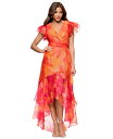 【送料無料】 エスケープ レディース ワンピース トップス Women's Printed Flutter-Sleeve Ruffle-Trim Dress C...