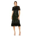 【送料無料】 マックダガル レディース ワンピース トップス Women's Sequined High Neck Ruffled Flutter Sleeve...