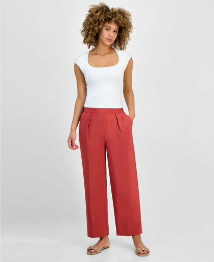【送料無料】 アンクライン レディース カジュアルパンツ ボトムス Women's Pull-On Wide-Leg Ankle Pants Spiced Berry 【送料無料】 アンクライン レディース カジュアルパンツ ボトムス Women's Pull-On Wide-Leg Ankle Pants Spiced Berry