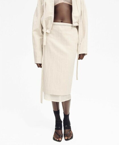 【送料無料】 マンゴ レディース スカート ボトムス Women's Combined Linen Blend Midi Skirts Light Pastel Gray 【送料無料】 マンゴ レディース スカート ボトムス Women's Combined Linen Blend Midi Skirts Light Pastel Gray