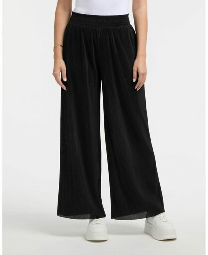 【送料無料】 エレントレイシー レディース カジュアルパンツ ボトムス Women's Smocked Waist Wide Leg Plisse Pant Black 【送料無料】 エレントレイシー レディース カジュアルパンツ ボトムス Women's Smocked Waist Wide Leg Plisse Pant Black