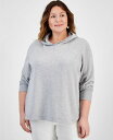 【送料無料】 スタイルアンドコー レディース パーカー・スウェット アウター Plus Size Side-Snap Fleece Hoodie Sky Grey Heather(4)