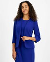 【送料無料】 カスパール レディース ジャケット・ブルゾン アウター Women's Stretch Crepe Open-Front Roll-Sleeve Jacket Regular & Petite Royal Signature