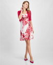 【送料無料】 コネクテッド レディース ワンピース トップス Plus Size Printed Sweetheart-Neck Dress & Crochet...