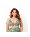 【送料無料】 ユニークビンテージ レディース トップのみ 水着 Plus Size Monroe Halter Bikini Top Green floral