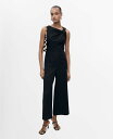 【送料無料】 マンゴ レディース ジャンプスーツ トップス Women's Draped Neck Long Culotte Jumpsuit Black