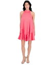 【送料無料】 ケンジー レディース ワンピース トップス Women's Satin Mock Neck Trapeze Dress Coral