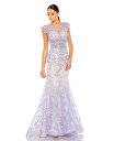【送料無料】 マックダガル レディース ワンピース トップス Women's Embellished Cap Sleeve Illusion Neck Trum...