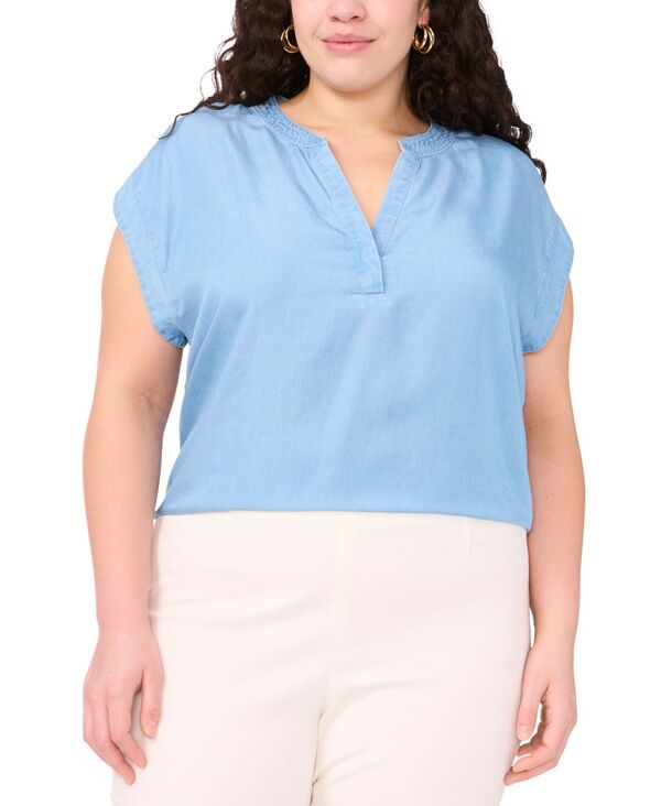 ̵ 󥹥ࡼ ǥ  ȥåץ Plus Size Split-Neck Extended-Shoulder ...