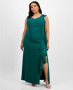 【送料無料】 アレックスイブニングス レディース ワンピース トップス Plus Size Ruched Ruffled Gown Jade