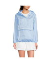 【送料無料】 ランズエンド レディース ジャケット・ブルゾン アウター Women's Packable Anorak Windbreaker Crisp blue/white pinstripe