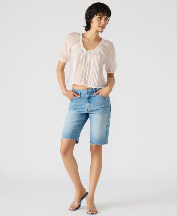 スティーブ マデン レディース トップス シャツ パフスリーブ シアー Steve Madden Women's Lana Sheer Puff-Sleeve Top Antique