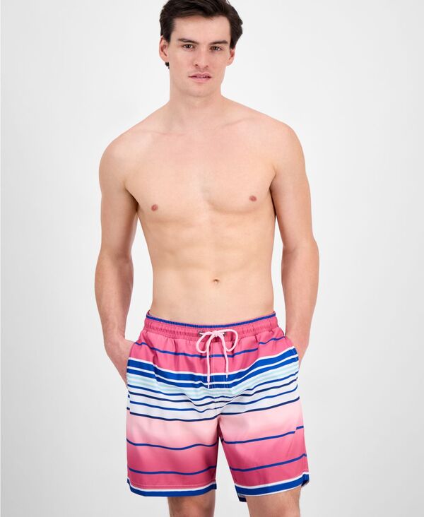 【送料無料】 クラブルーム メンズ ハーフパンツ・ショーツ 水着 Men's Melee Stripe 7" Swim Trunks Cupid Blush