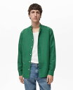 【送料無料】 マンゴ メンズ シャツ トップス Men's Mao Collar Linen Shirt Green