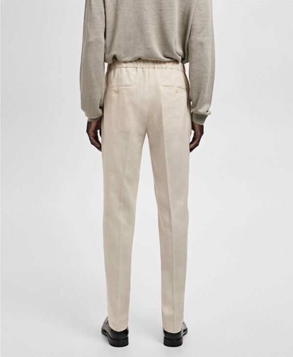 【送料無料】 マンゴ メンズ カジュアルパンツ ボトムス Men's Salerno Linen Slim-Fit Suit Pants Ecru