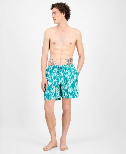 【送料無料】 クラブルーム メンズ ハーフパンツ・ショーツ 水着 Men's Tropical Leaf-Print Swim Trunks Key Largo Blue 【送料無料】 クラブルーム メンズ ハーフパンツ・ショーツ 水着 Men's Tropical Leaf-Print Swim Trunks Key Largo Blue