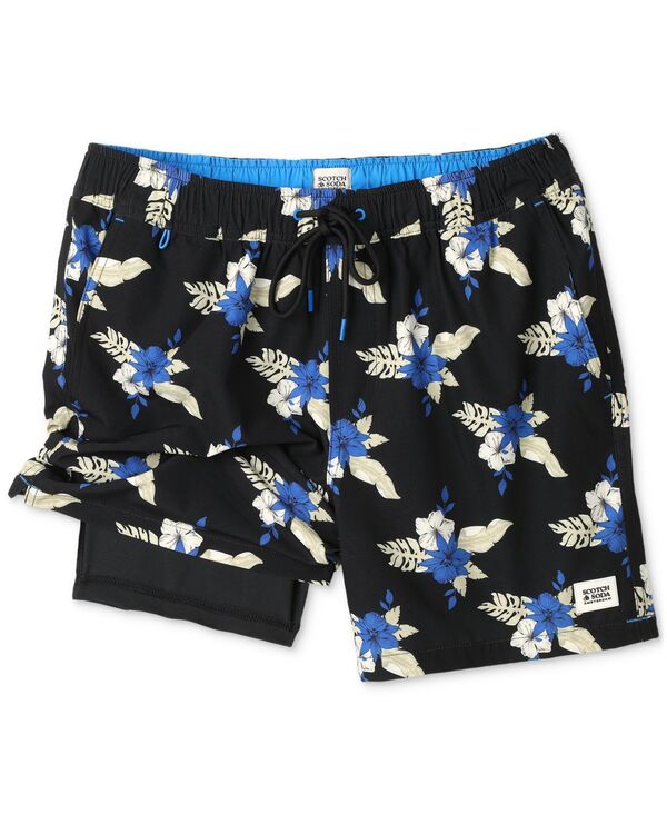 【送料無料】 スコッチアンドソーダ メンズ ハーフパンツ・ショーツ 水着 Men's Midnight Garden Floral Swim Trunks Meteorite