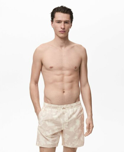 【送料無料】 マンゴ メンズ ハーフパンツ・ショーツ 水着 Men's Floral Print Swim Trunks Sand 【送料無料】 マンゴ メンズ ハーフパンツ・ショーツ 水着 Men's Floral Print Swim Trunks Sand