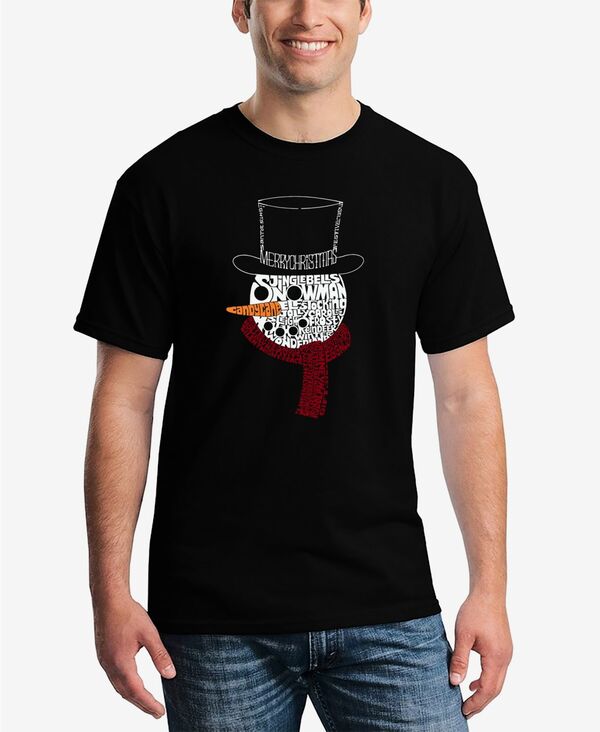 【送料無料】 エルエーポップアート メンズ Tシャツ トップス Men's Snowman Face Word Art T-Shirt Black