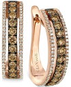 【送料無料】 ル ヴァン レディース ピアス・イヤリング アクセサリー Chocolate and White Diamond Hoop Earrings in...