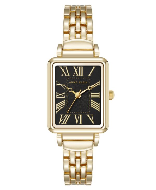 アンクライン レディース アクセサリー 腕時計 Anne Klein Women's Quartz Rectangular Roman Numeral Gold-Tone Metal Alloy and Black Dial Watch 23mm Black Gold-Tone ブラック