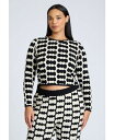 【送料無料】 エロクイ レディース ニット・セーター アウター Plus Size Cropped Sweater With Pattern White geo crunch